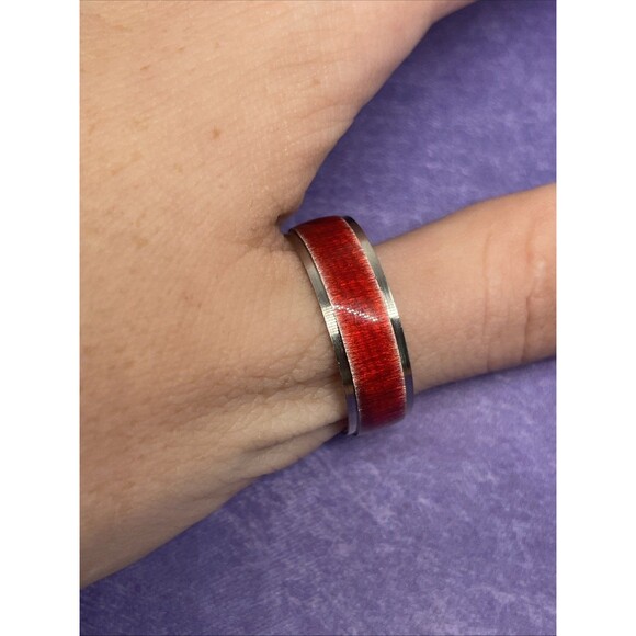 Men’s Red Inlay Ring | Size 11.5 | Stainless Steel Band Punk, Biker, Gamer Vibe - Picture 1 of 4